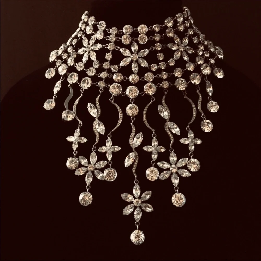 🇦🇪 UAE VINTAGE CRYSTALS CHOCKER NECKLACE & EARRINGS SET - Picture 9 of 10